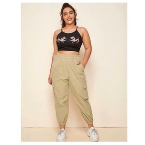 SHEIN EZwear Plus Elastic Waist Flap Pocket Cargo Pants Size 2XL